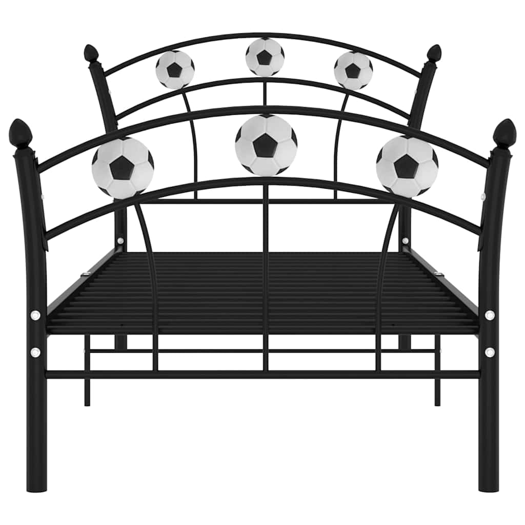 Estrutura de cama com design de futebol 90x200 cm metal preto