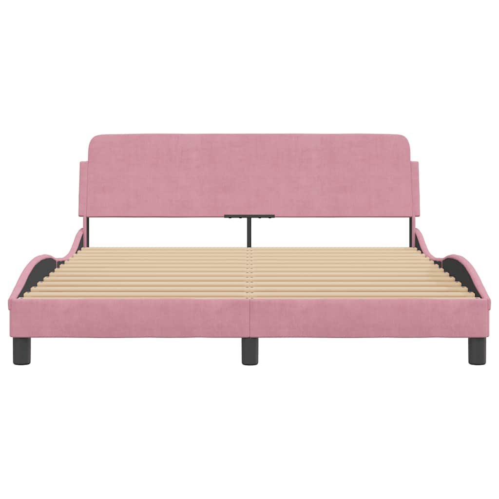 Estrutura de cama com cabeceira dover 160x200 cm veludo rosa