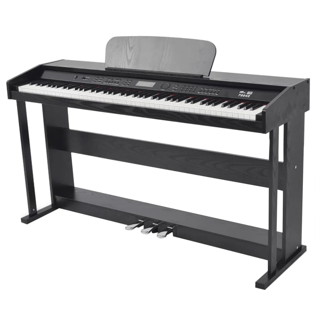 Piano digital de 88 teclas com pedais, placa de melamina preta