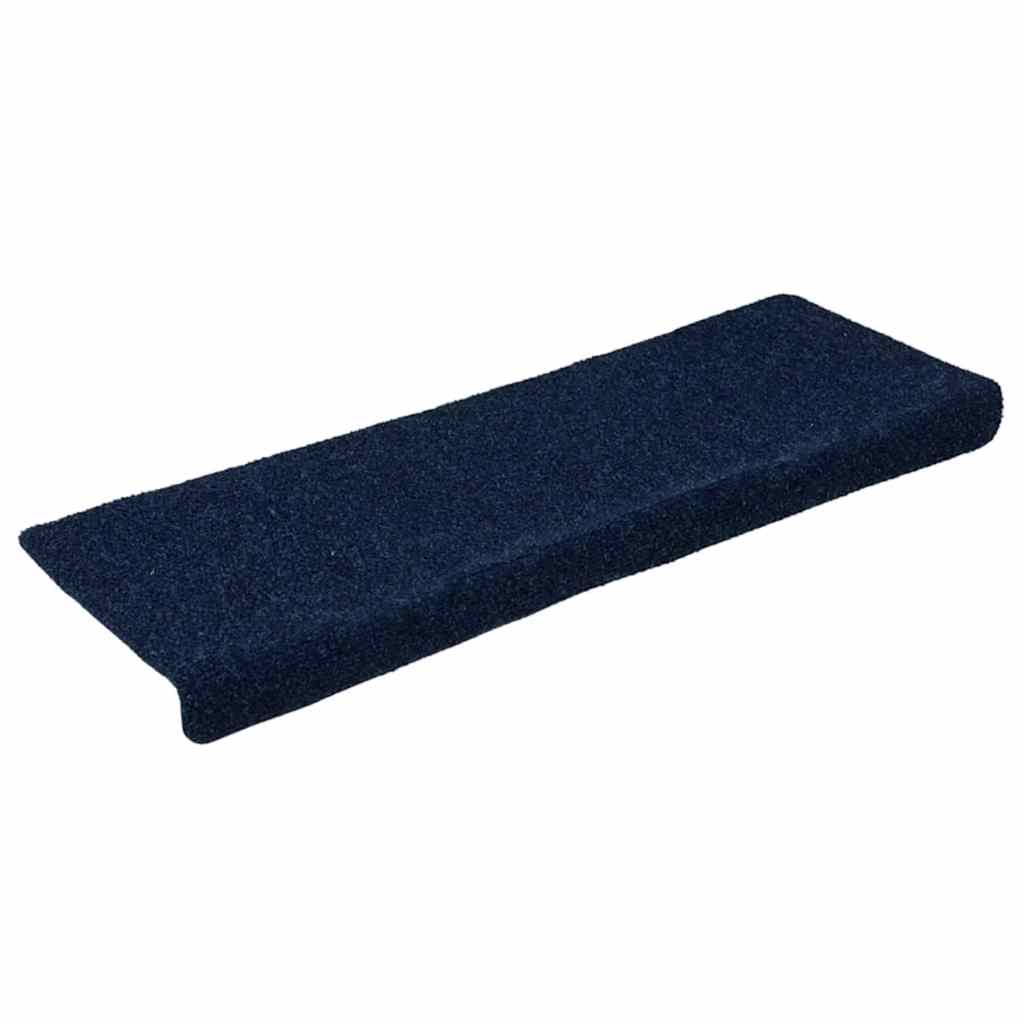 Tapetes de escada autoadesivos 30 peças 65x21x4 cm azul marinho com borda retangular