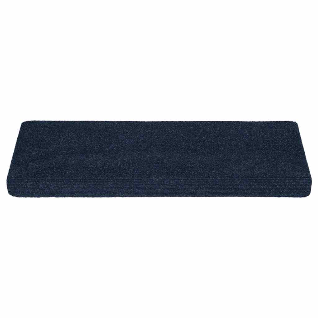 Tapetes de escada autoadesivos 30 peças 65x21x4 cm azul marinho com borda retangular