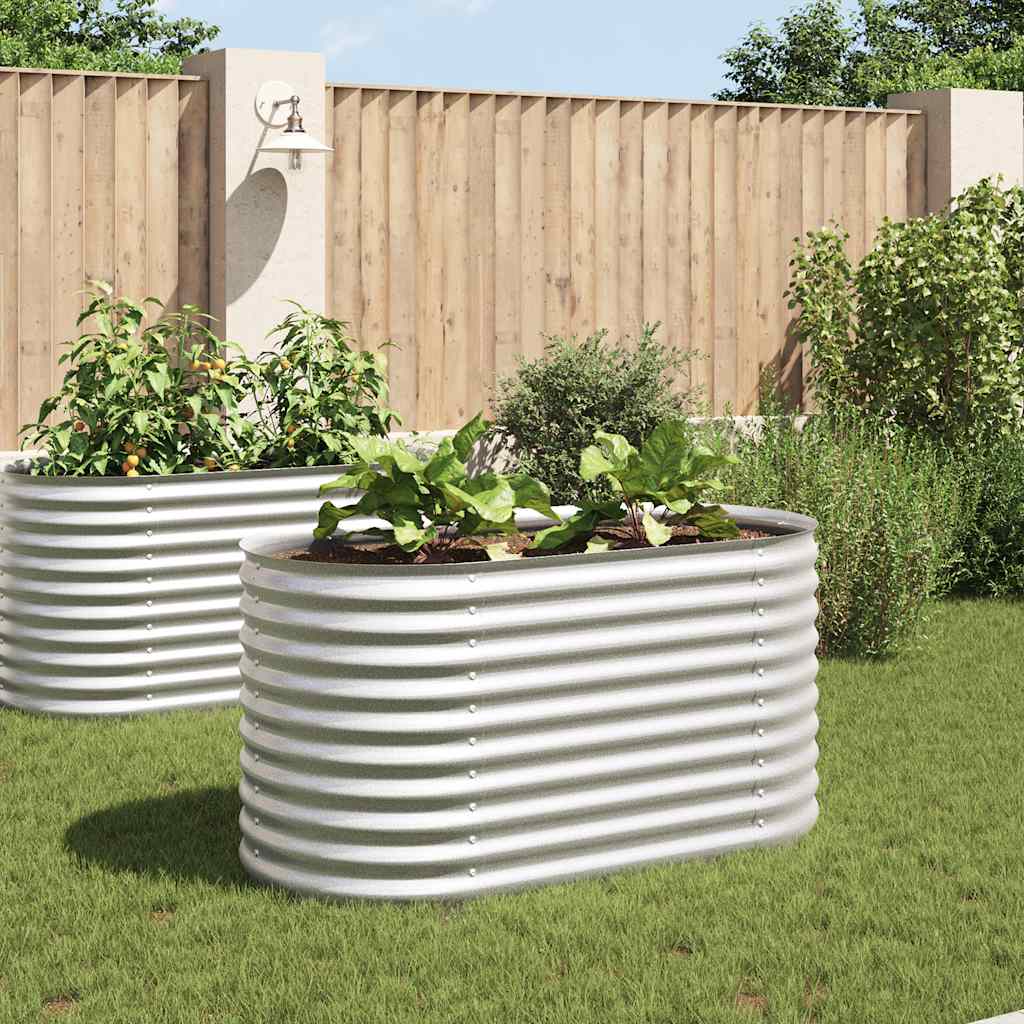 Canteiro elevado de jardim aço galvanizado 160x80x81cm prateado