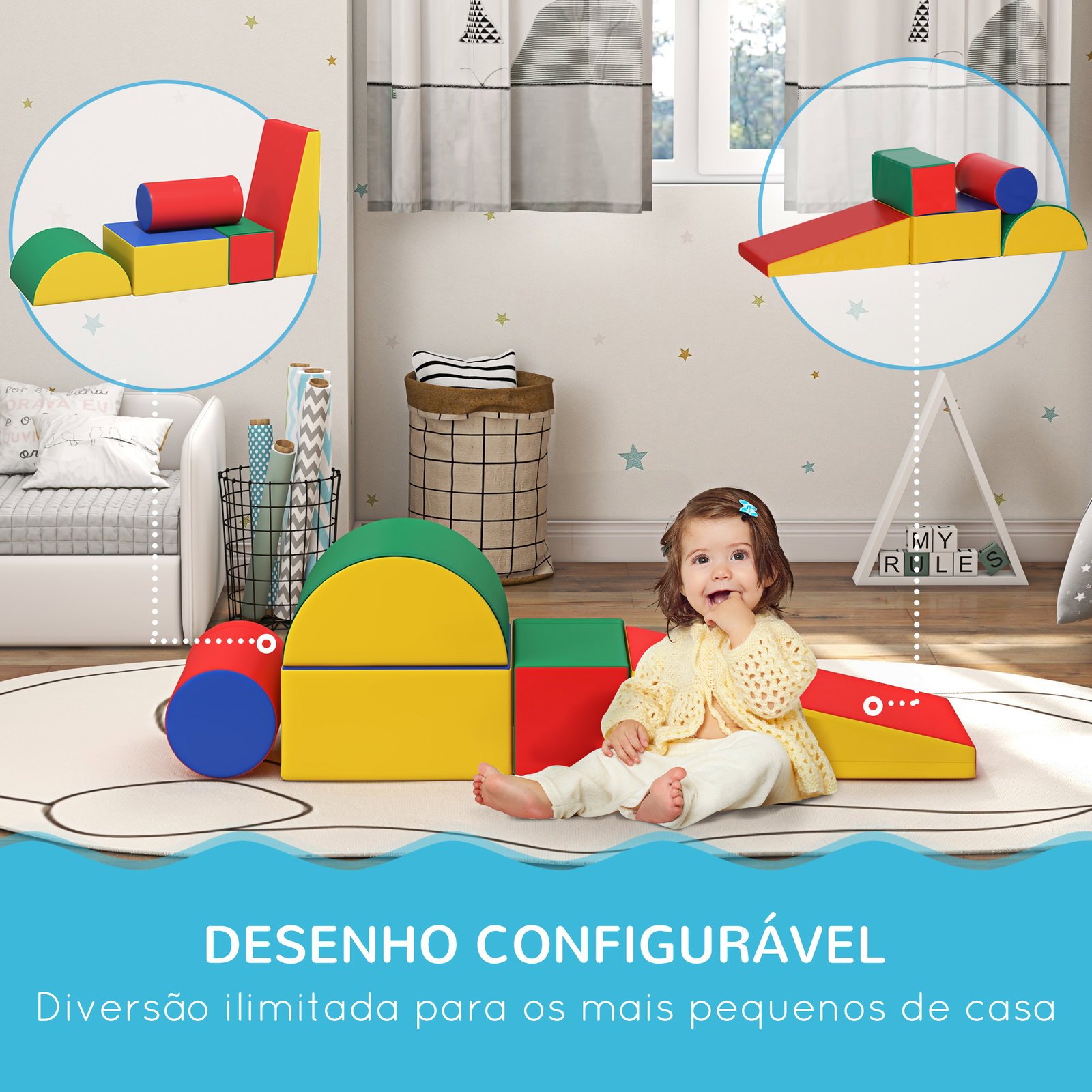 Conjunto de 5 blocos de psicomotricidade para crianças blocos de construção brinquedo para aprendizagem multicor