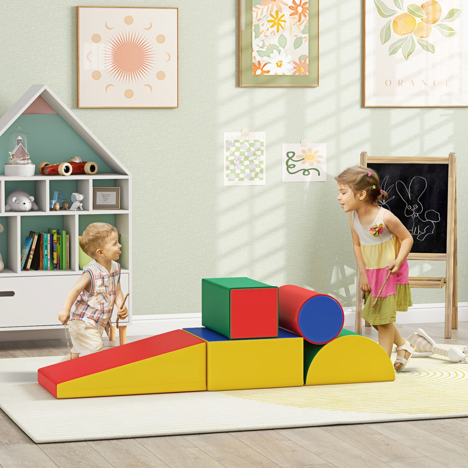 Conjunto de 5 blocos de psicomotricidade para crianças blocos de construção brinquedo para aprendizagem multicor