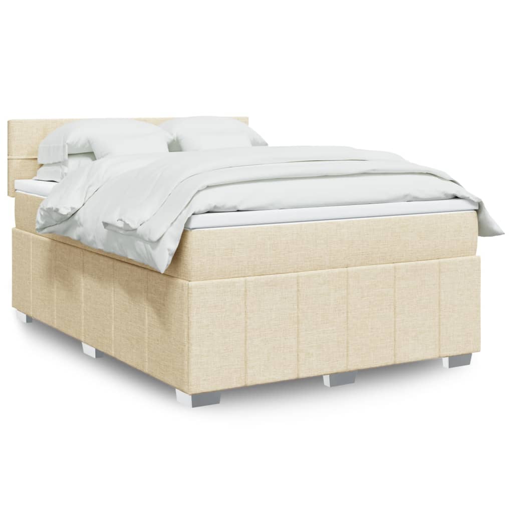 Cama com molas/colchão 140x200 cm tecido cor creme