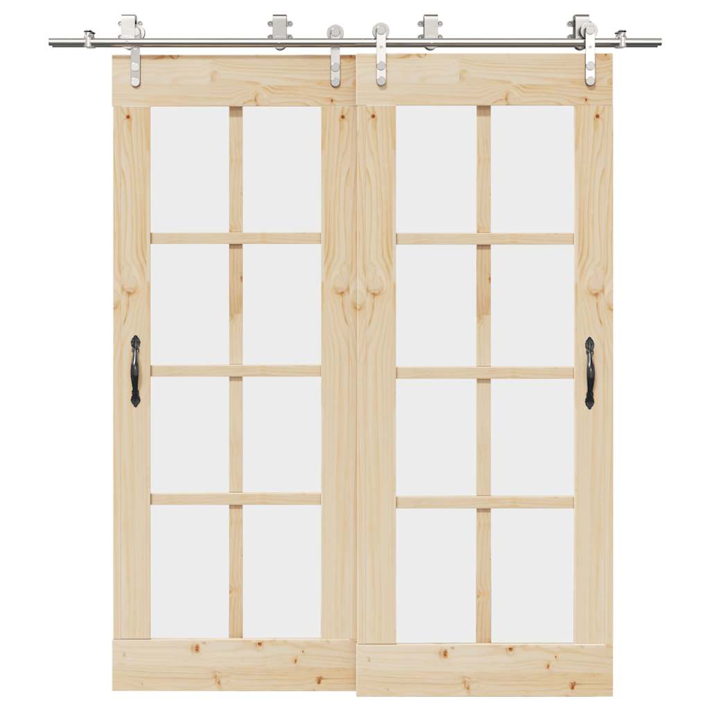 Kit ferragens p/ porta deslizante 200cm aço inoxidável prateado