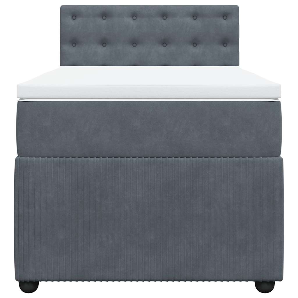 Cama com molas/colchão 100x200 cm veludo cinza-escuro