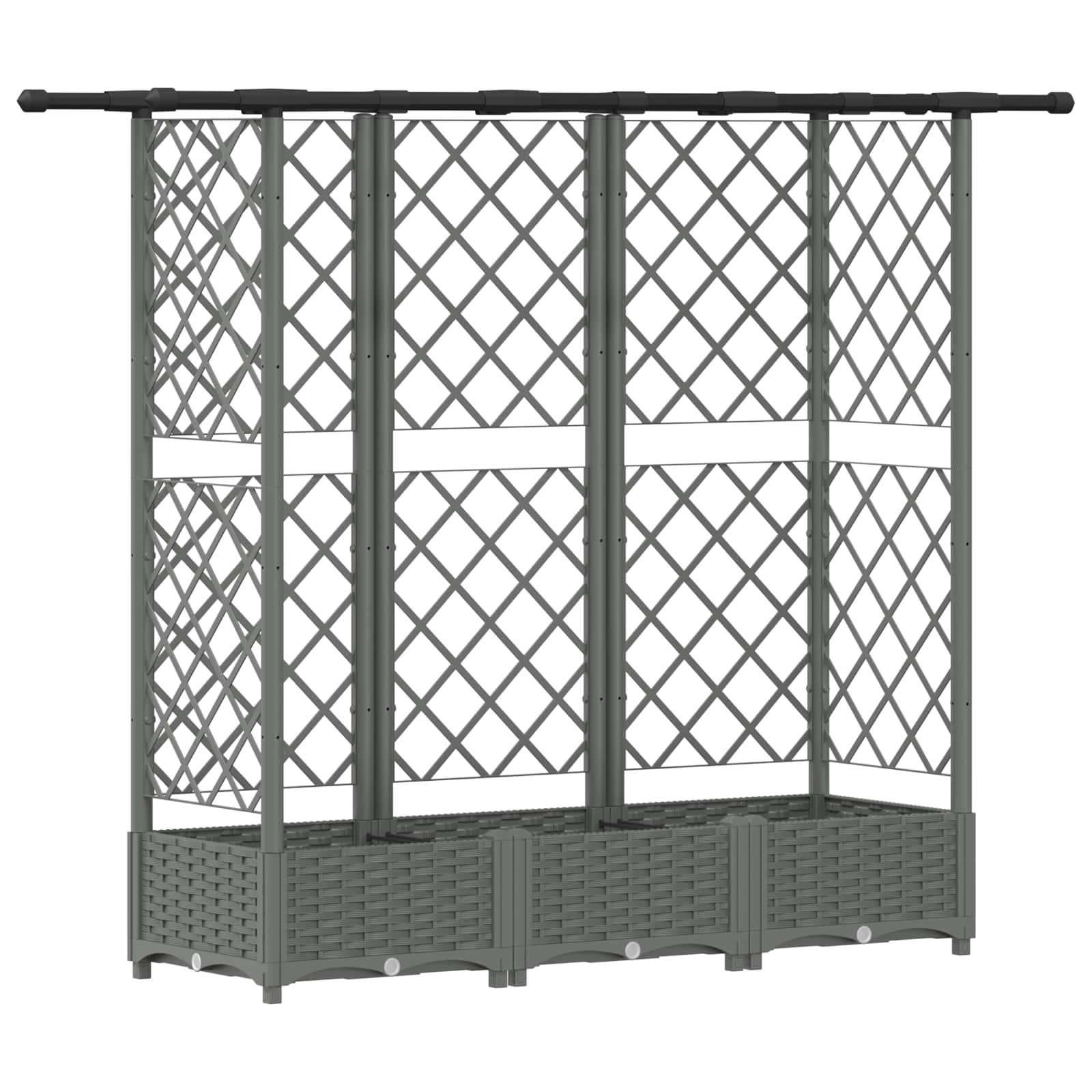 Cama elevada com treliça e telhado cinzento-claro PP