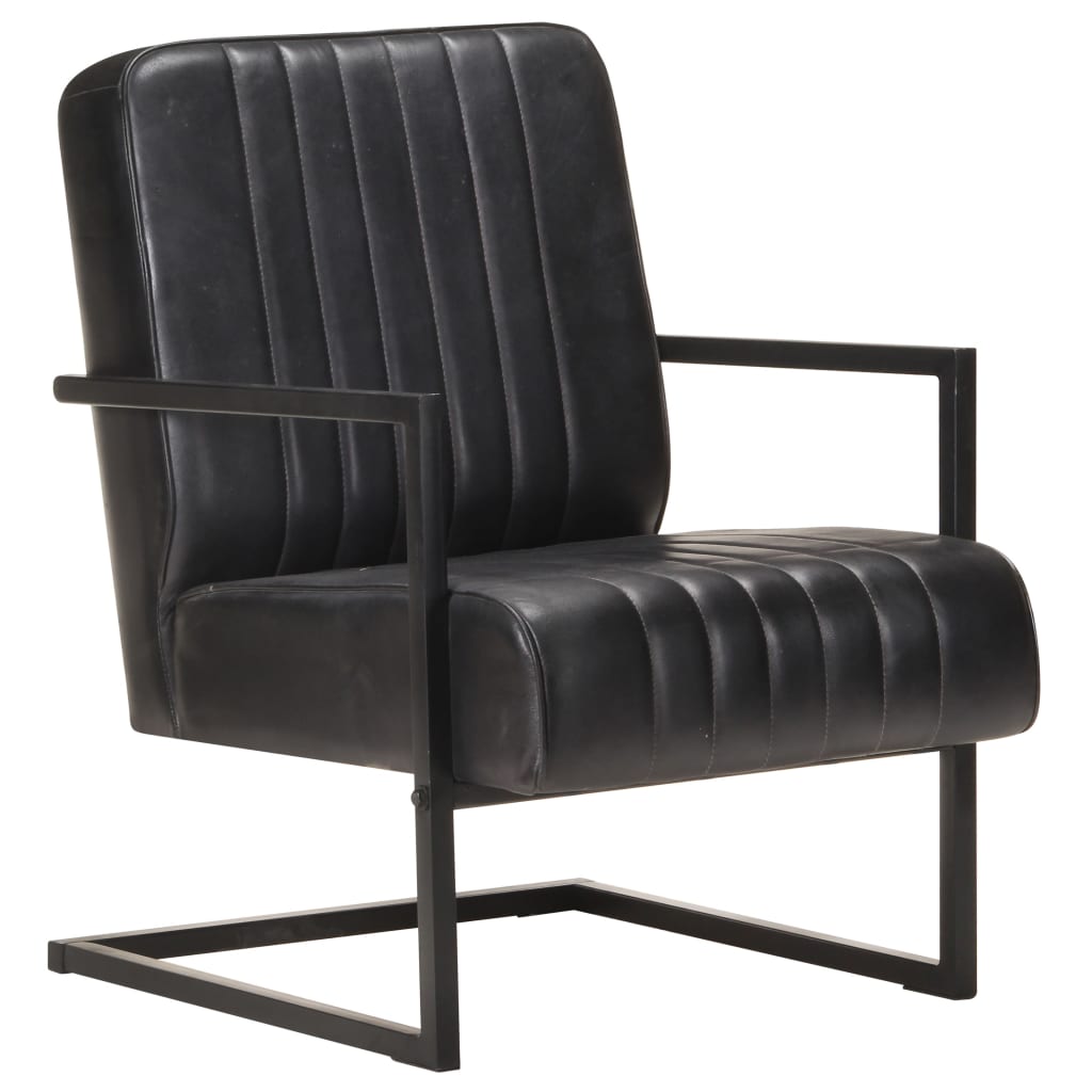 Poltrona cantilever couro genuíno preto