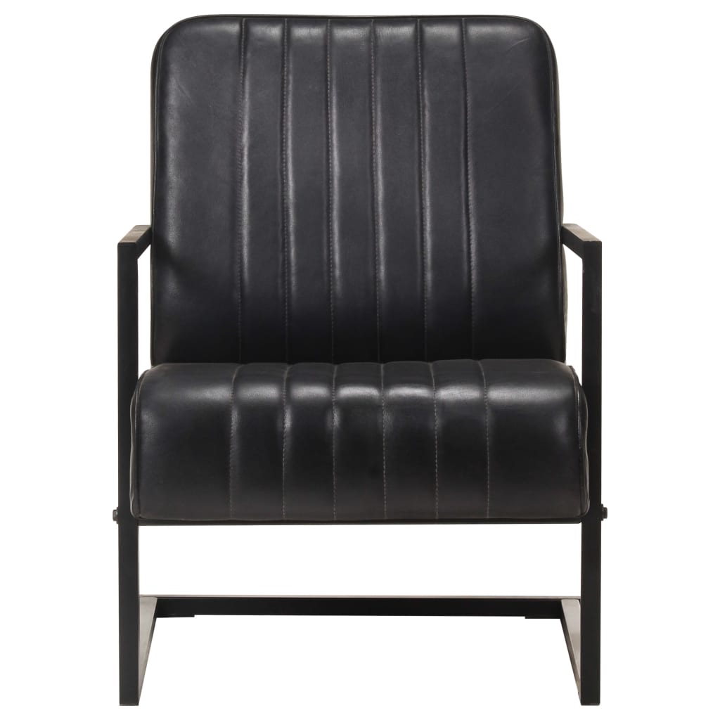 Poltrona cantilever couro genuíno preto