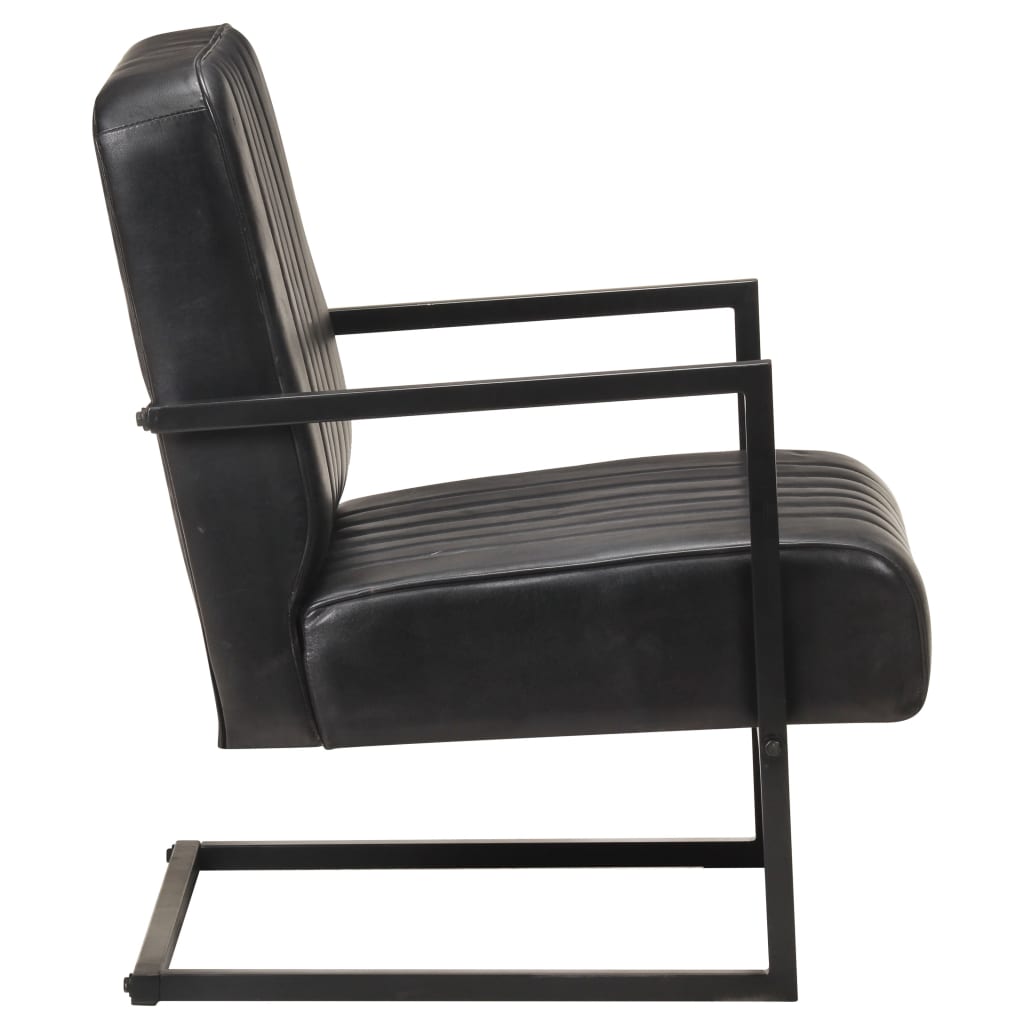 Poltrona cantilever couro genuíno preto