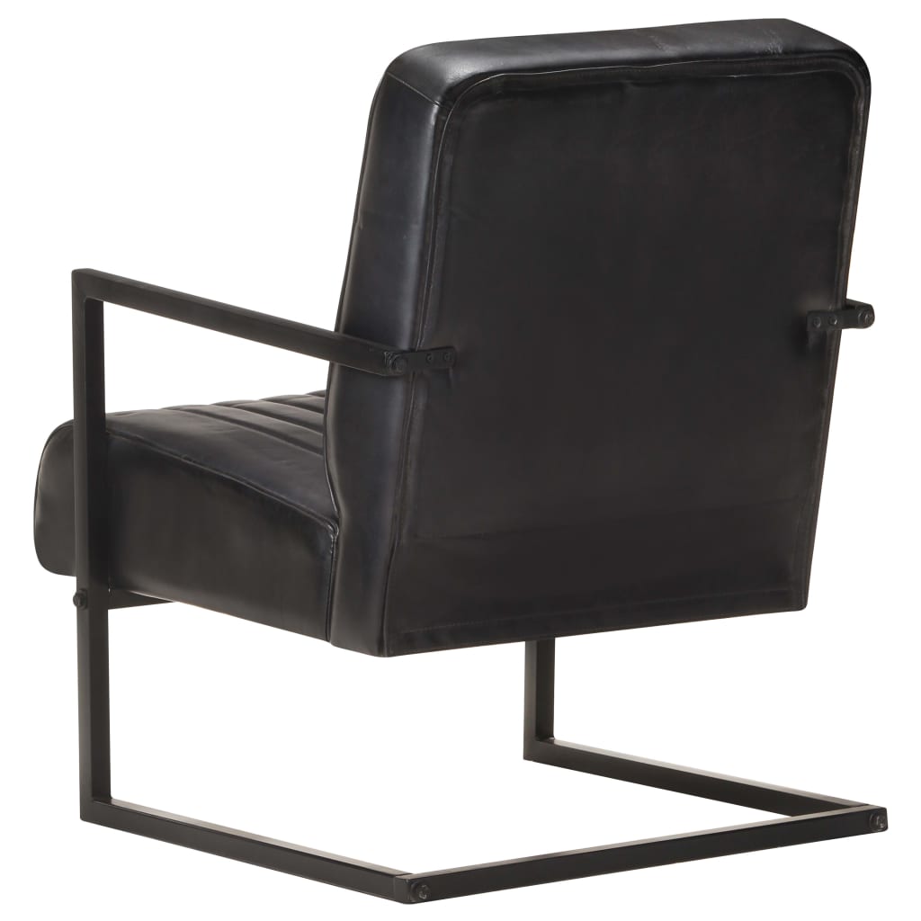 Poltrona cantilever couro genuíno preto