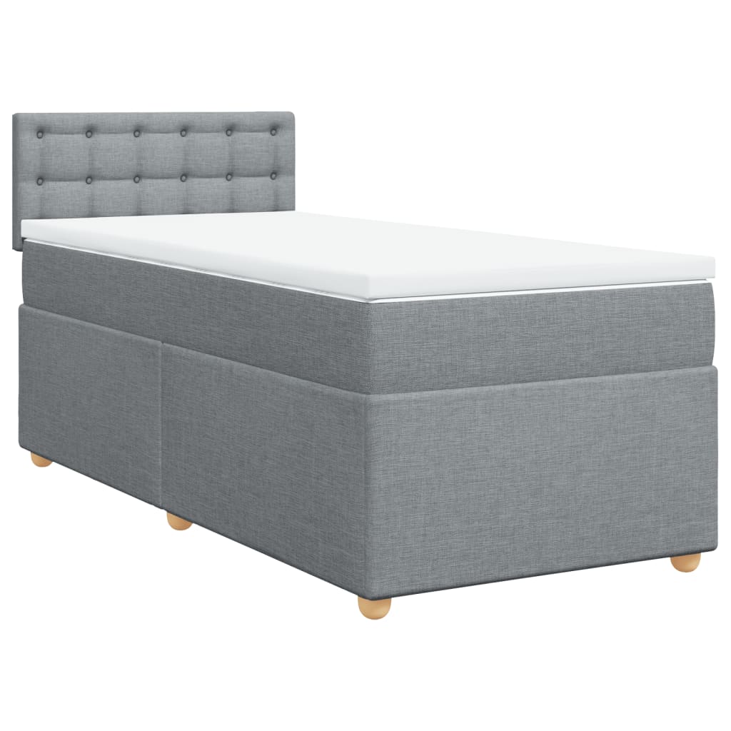 Cama com molas/colchão 90x200 cm tecido cinza-claro