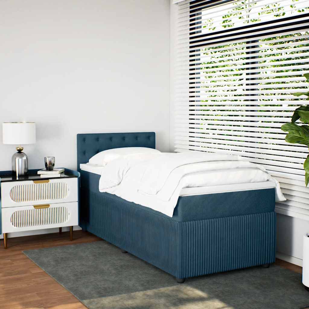 Cama boxspring com colchão 80x200 cm veludo azul