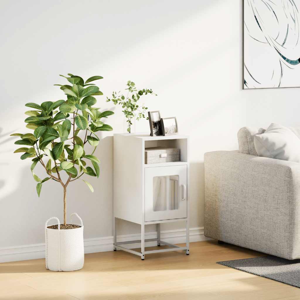 Mesa de cabeceira 36x39x78 cm aço laminado a frio branco