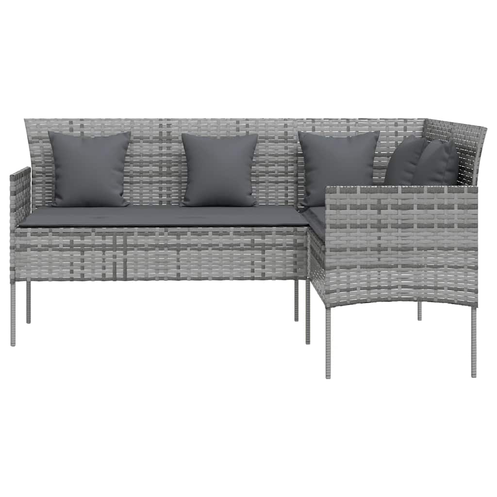 5 Pcs conjunto sofás formato l c/ almofadões vime PE cinzento
