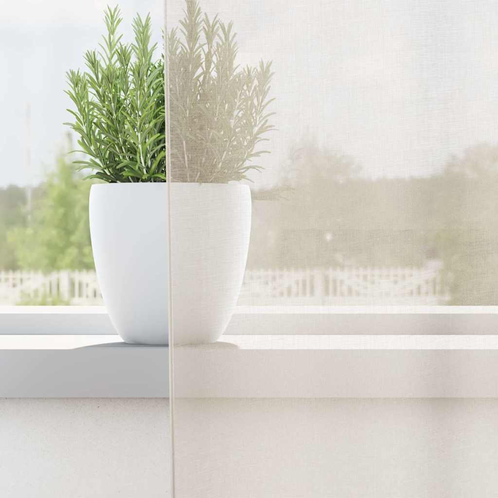 Cortinas de voile com bolsos para varão 2 pcs creme