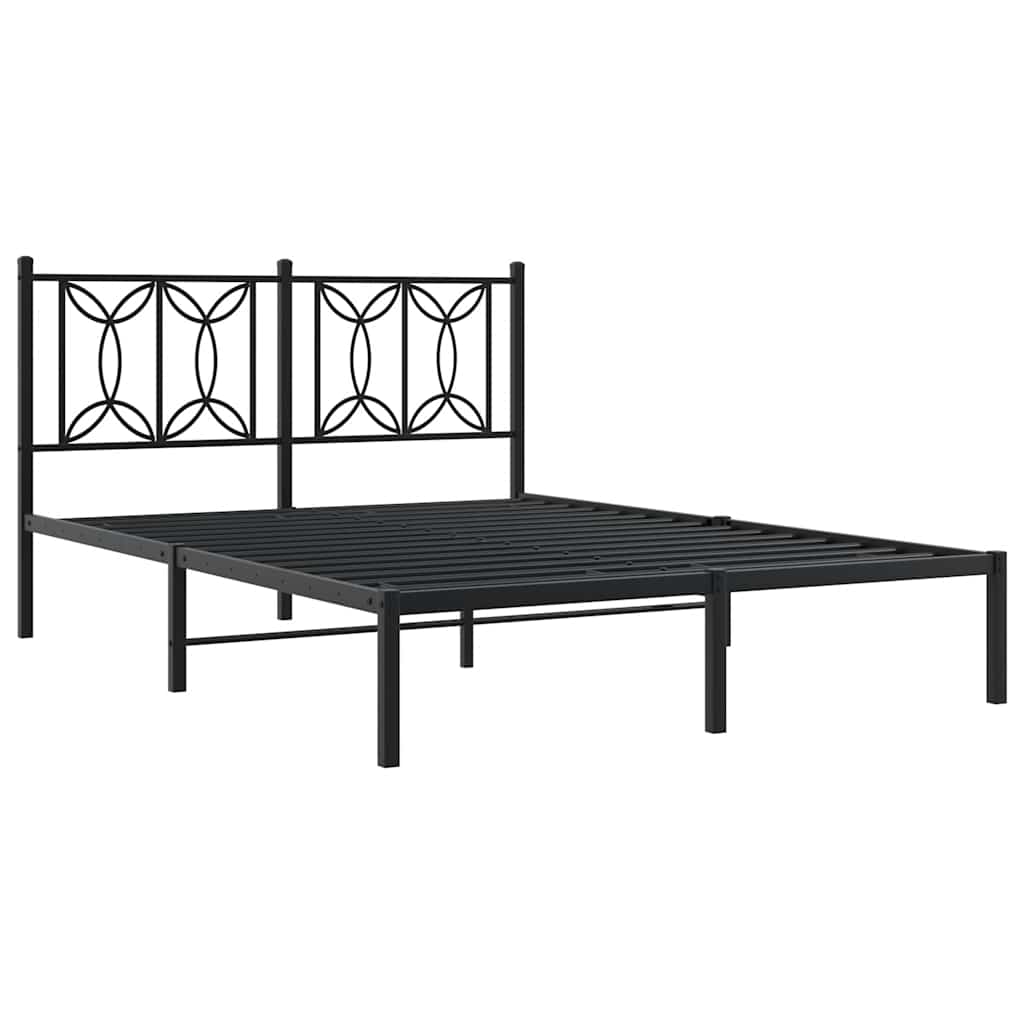 Estrutura de cama com cabeceira 140x190 cm metal preto
