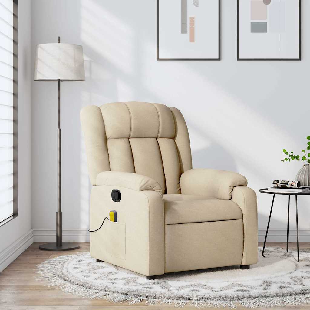 Poltrona de massagem reclinável em tecido creme