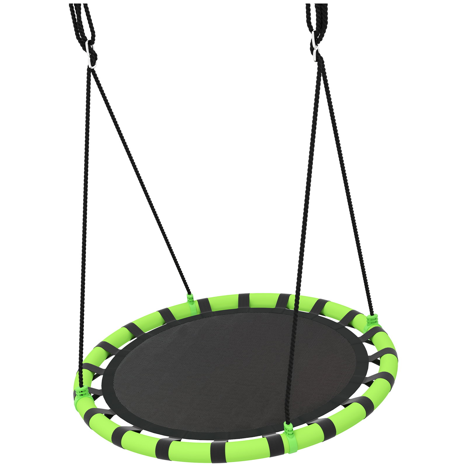 Baloiço para crianças redondo baloiço de jardim infantil ajustável impermeável carga 150kg ø100x180 cm preto e verde