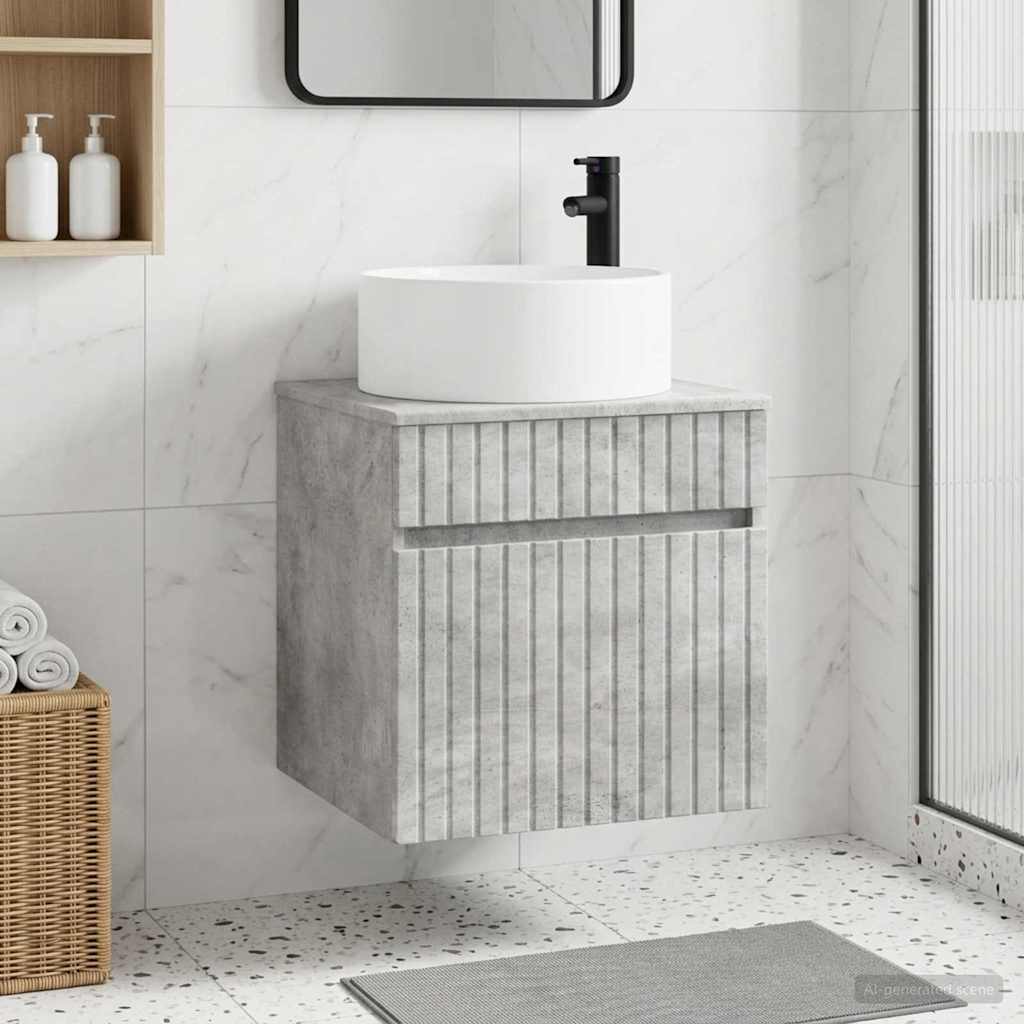 Vanidade de pia de parede cinzento cimento 49 x 44,5 x 65,5 cm