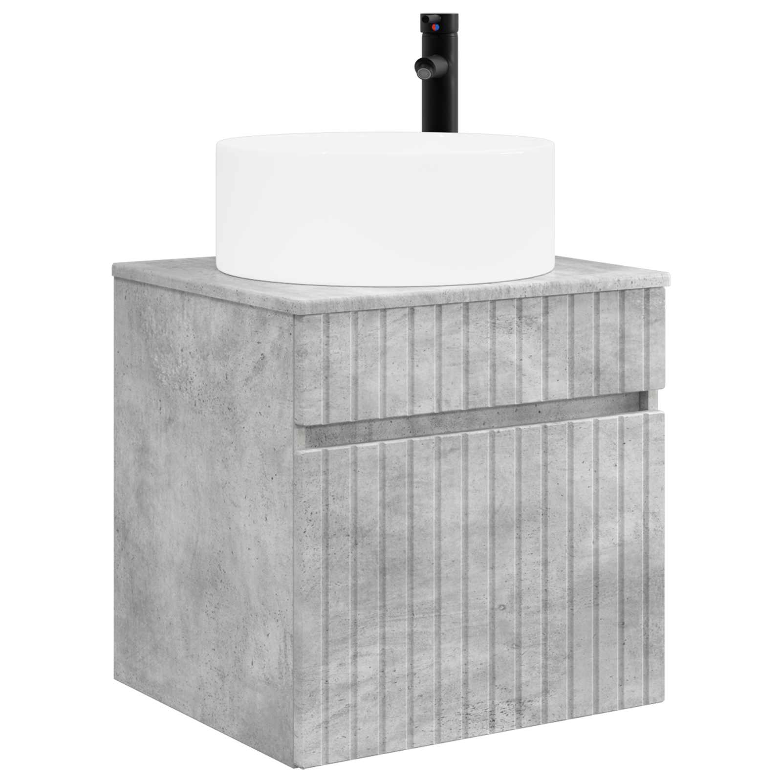 Vanidade de pia de parede cinzento cimento 49 x 44,5 x 65,5 cm