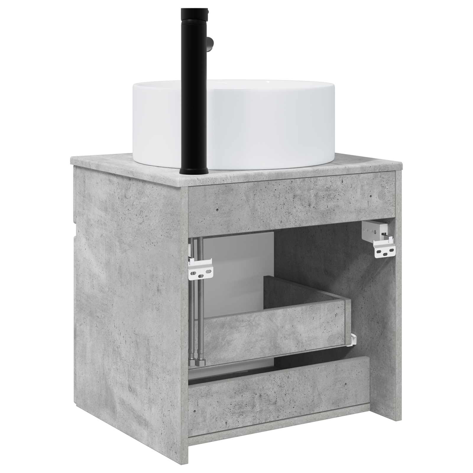 Vanidade de pia de parede cinzento cimento 49 x 44,5 x 65,5 cm