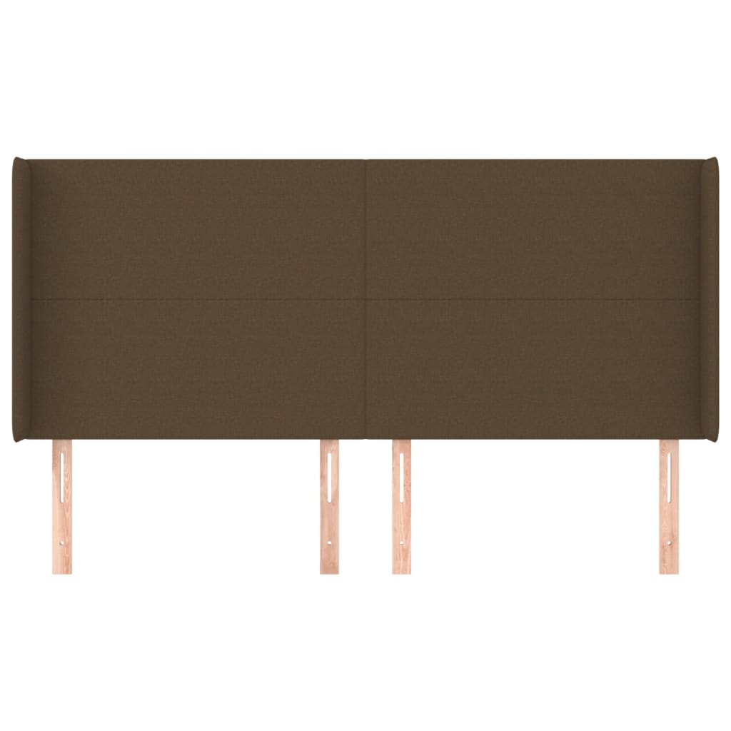 Cabeceira cama c/ abas tecido 163x16x118/128 cm castanho-escuro
