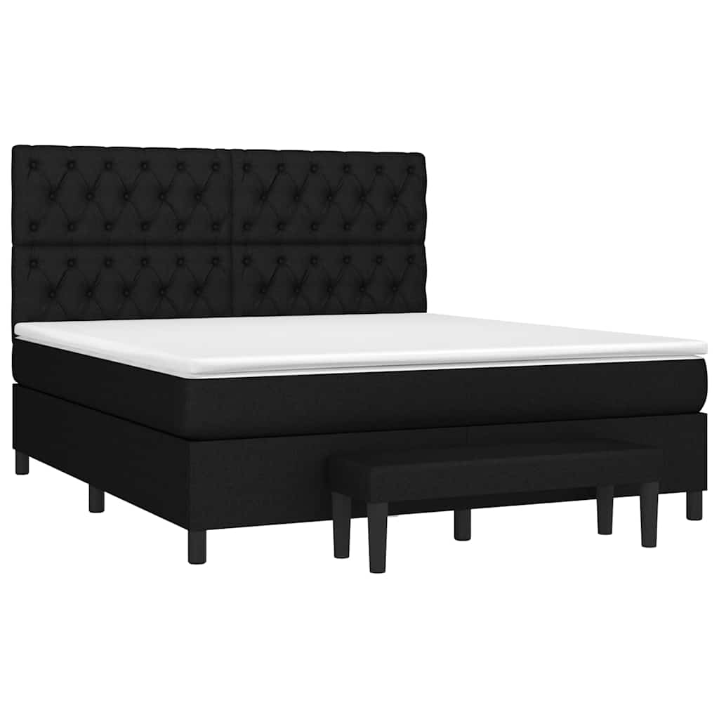 Cama com molas/colchão 160x200 cm tecido preto