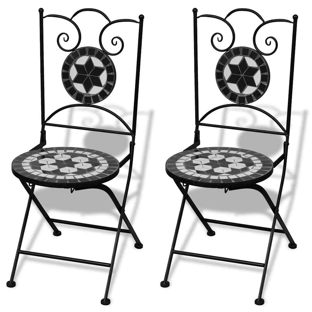 Conjunto bistrô azulejos de cerâmica 3 pcs preto e branco