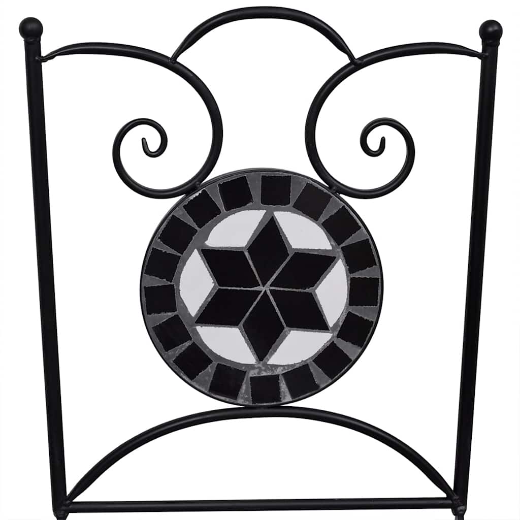 Conjunto bistrô azulejos de cerâmica 3 pcs preto e branco