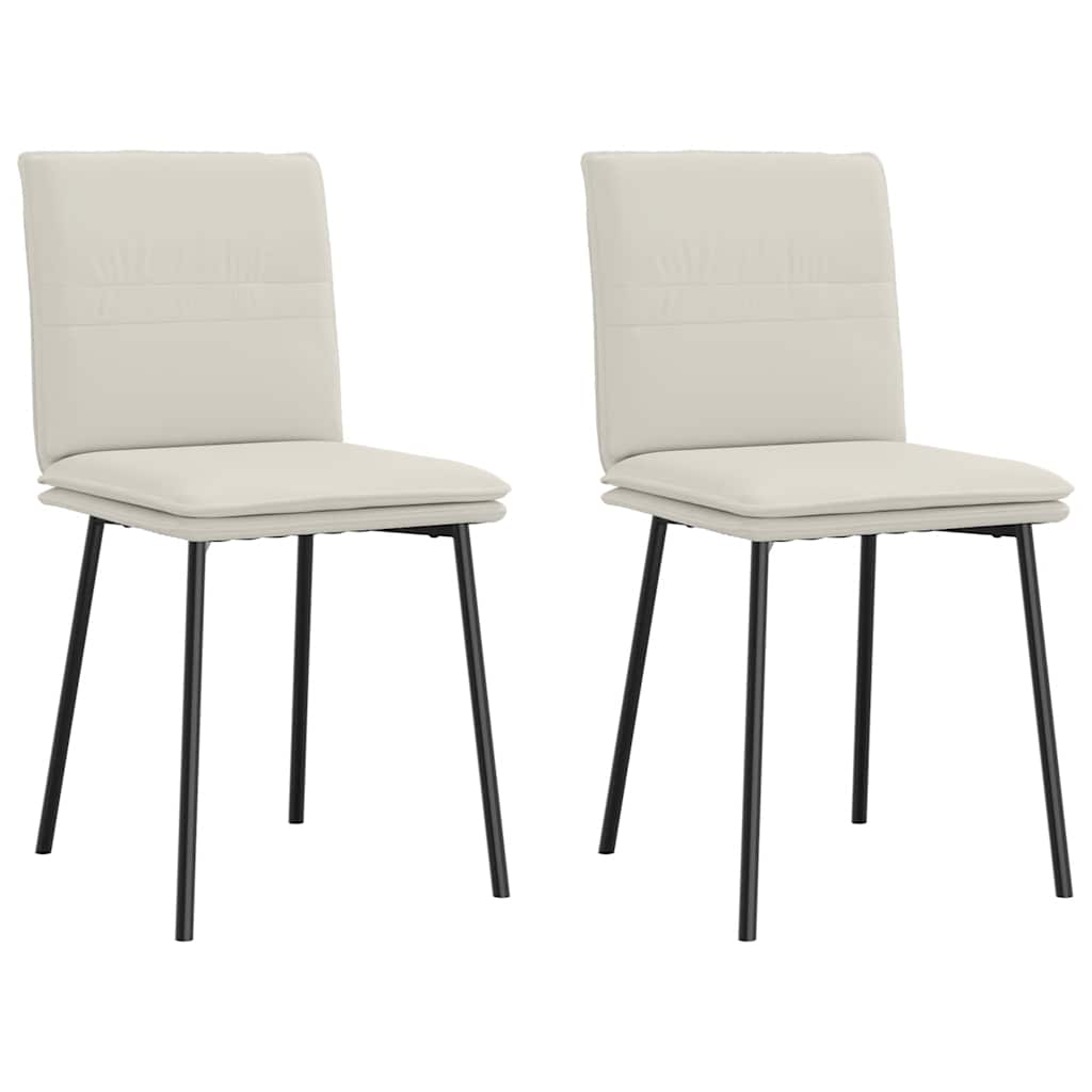 Cadeiras de jantar 2 pcs veludo cor creme