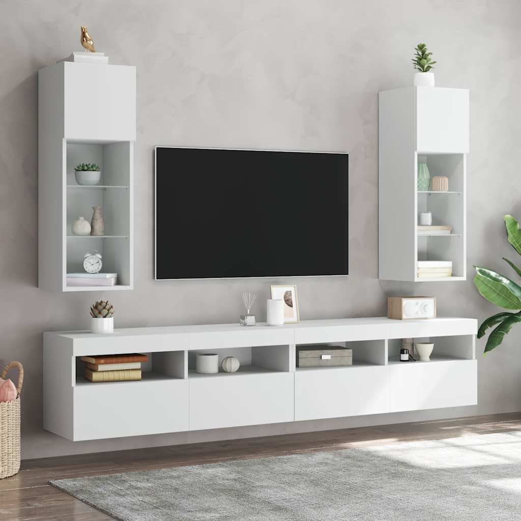 Móvel de TV com luzes LED 30,5x30x90 cm branco