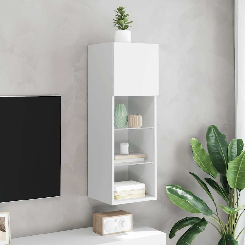 Móvel de TV com luzes LED 30,5x30x90 cm branco