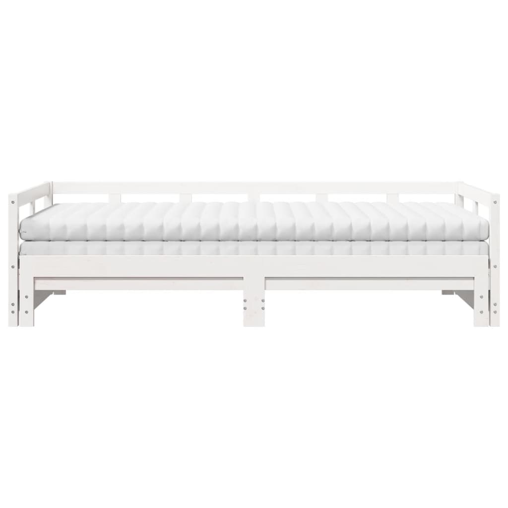 Sofá-cama c/ gavetão e colchões 90x200 cm pinho maciço branco