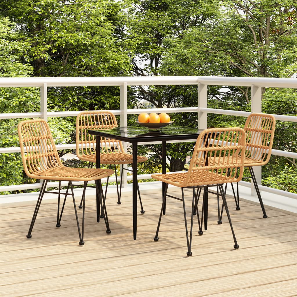 5 Pcs conjunto de jantar p/ jardim vime PE