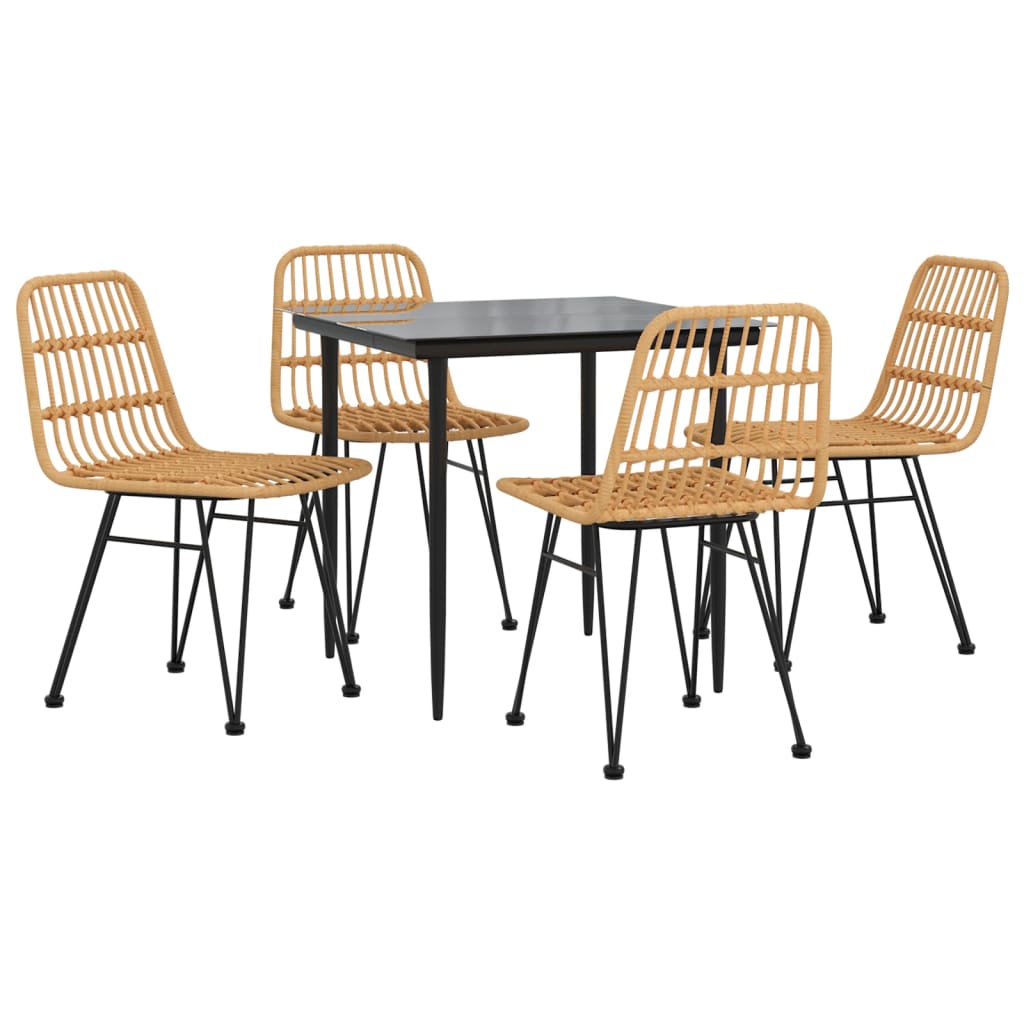 5 Pcs conjunto de jantar p/ jardim vime PE