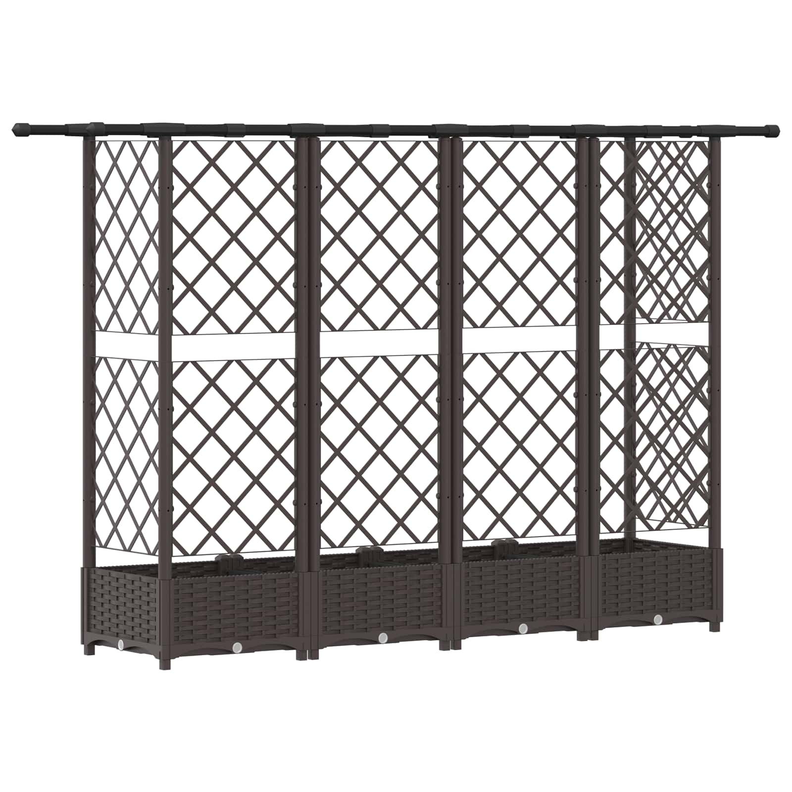 Cama elevada com treliça e telhado castanho 202,5 x 40 x 121 cm