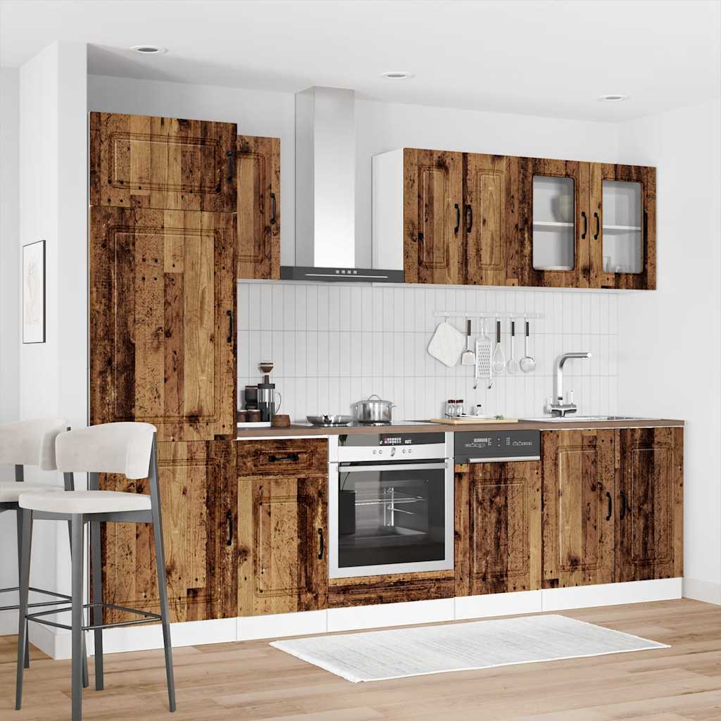 8 Peças armário de cozinha conjunto kalmar madeira velha