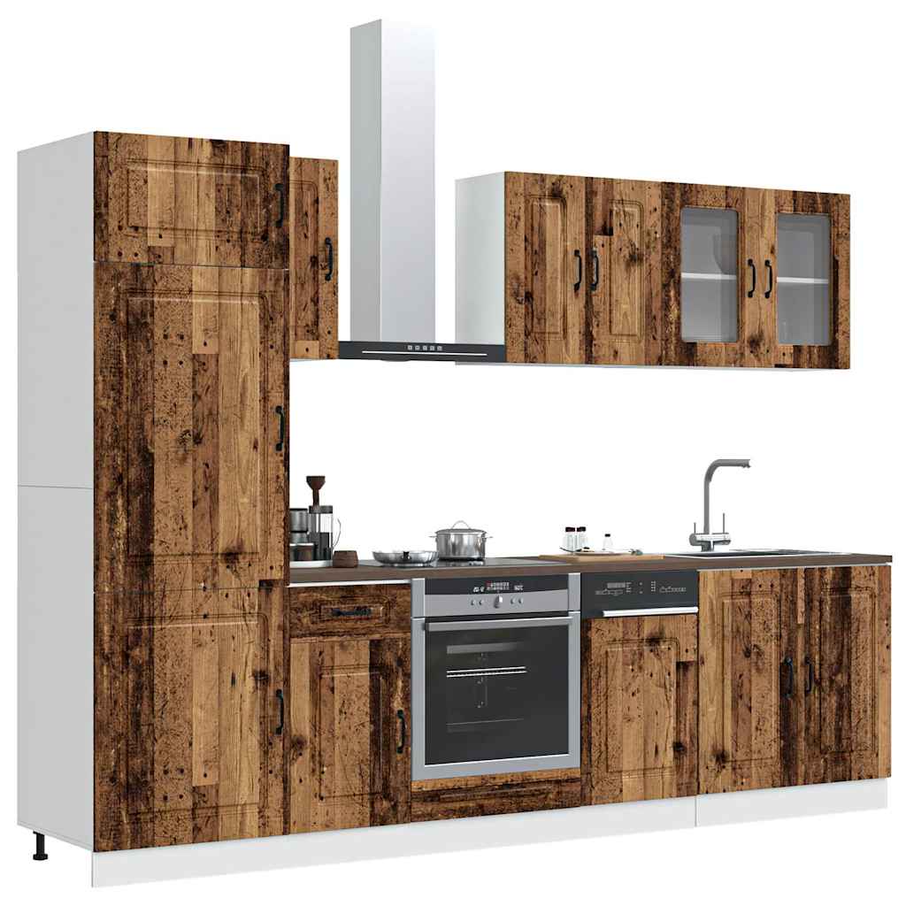 8 Peças armário de cozinha conjunto kalmar madeira velha