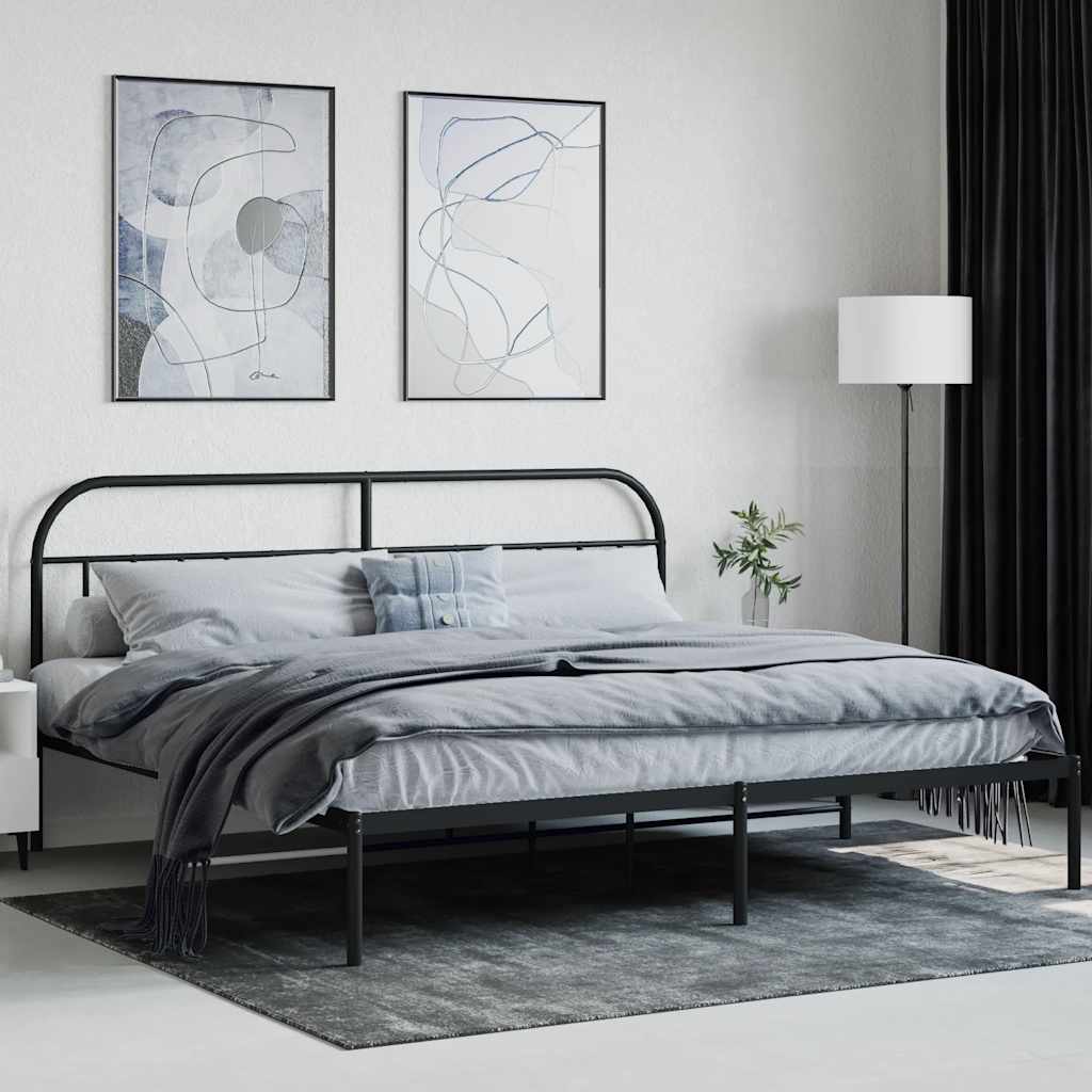 Estrutura de cama com cabeceira 200x200 cm metal preto