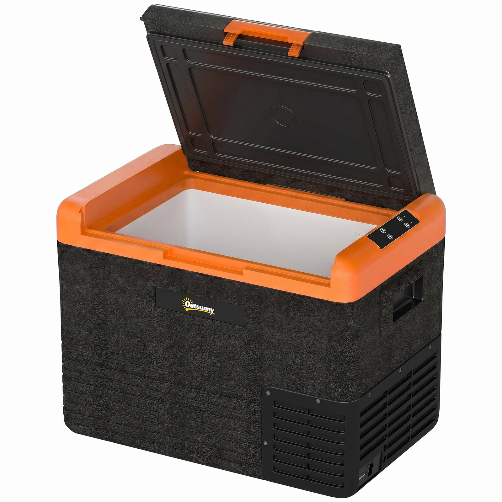 Geleira portátil elétrica 40l 12v/24v até -20°c mini geleira com ecrã LED tátil para campismo viagens 58,7x36,5x43,8 cm preto