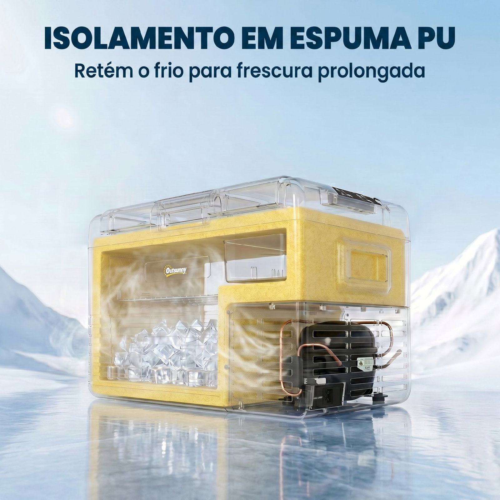 Geleira portátil elétrica 40l 12v/24v até -20°c mini geleira com ecrã LED tátil para campismo viagens 58,7x36,5x43,8 cm preto