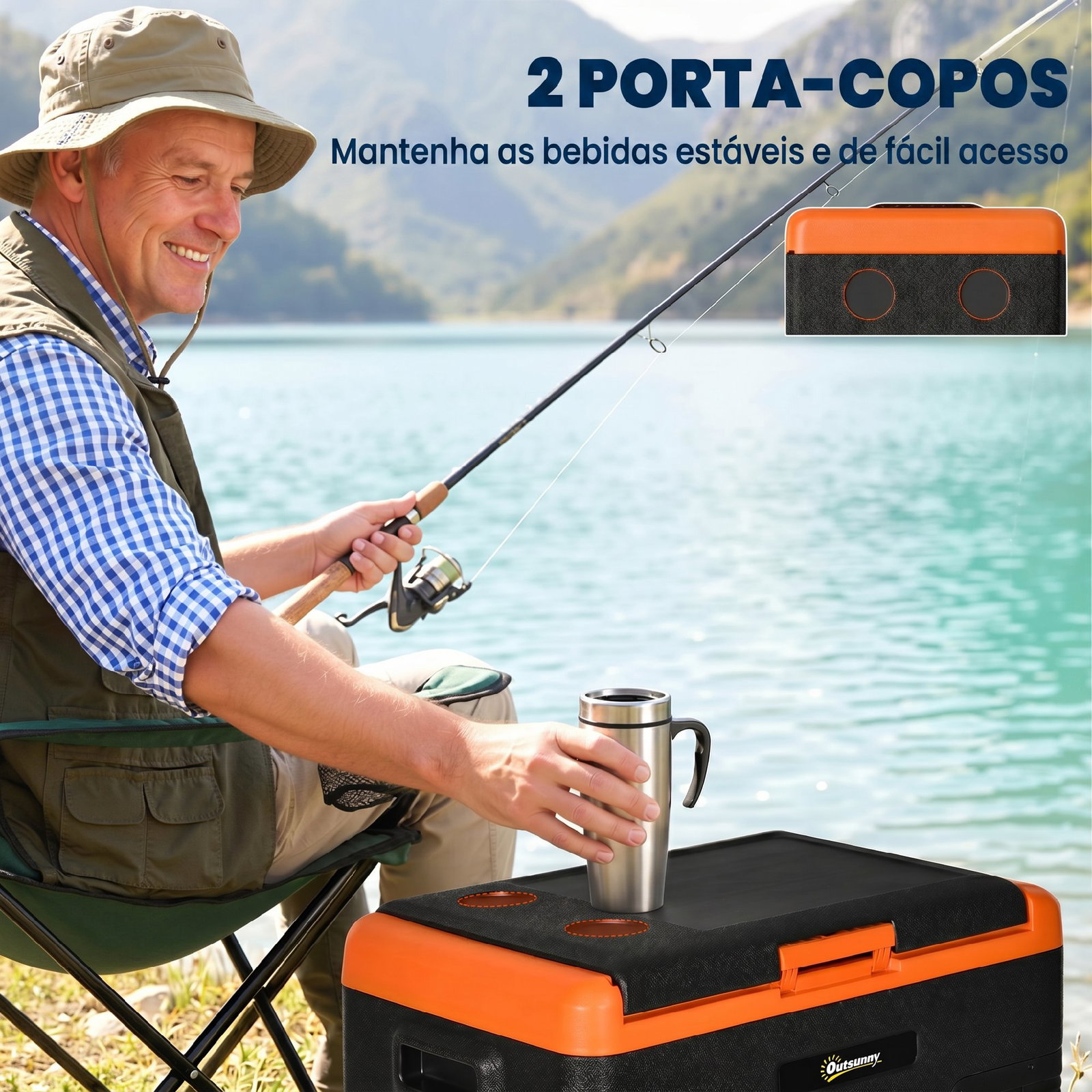 Geleira portátil elétrica 40l 12v/24v até -20°c mini geleira com ecrã LED tátil para campismo viagens 58,7x36,5x43,8 cm preto