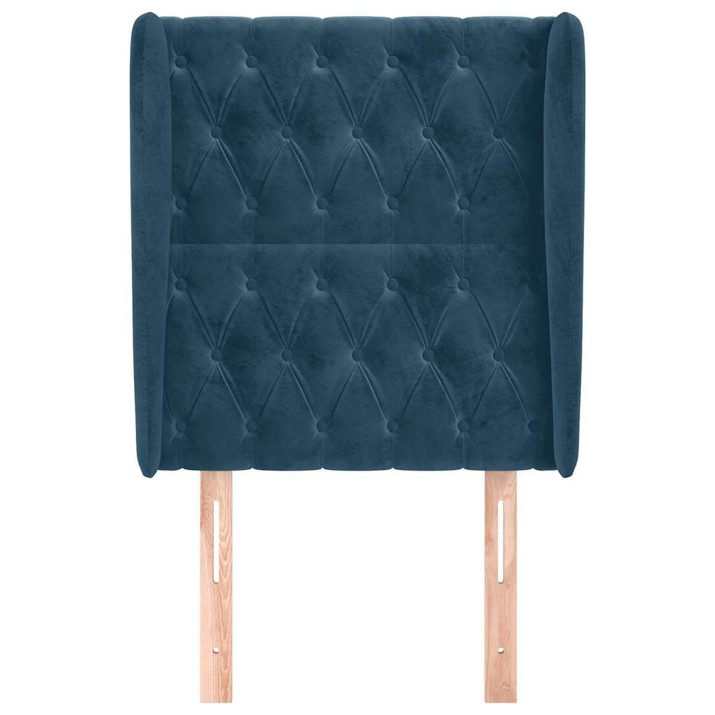 Cabeceira cama c/ abas veludo 83x23x118/128 cm azul-escuro