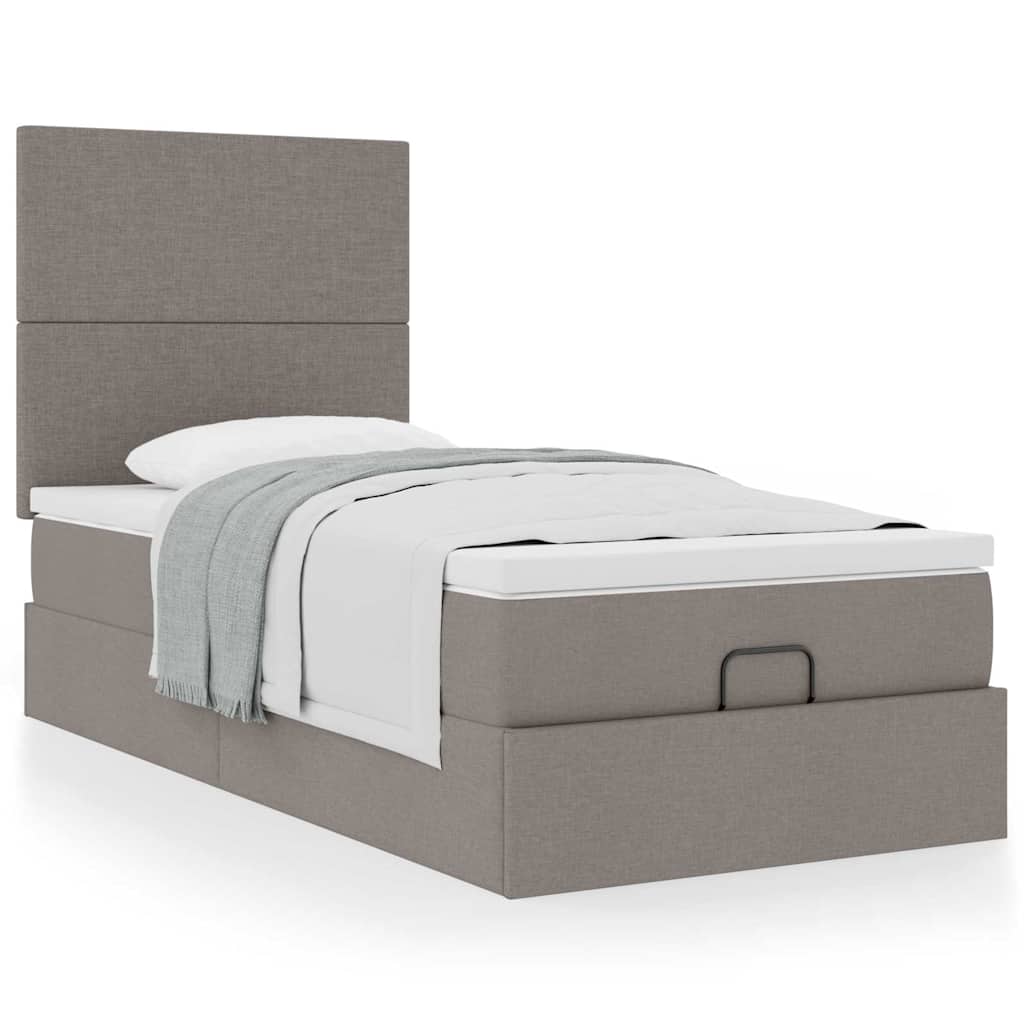 Cama otomana com colchão 90x200 cm tecido cinza