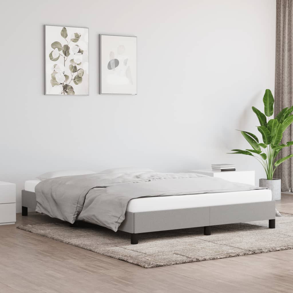 Estrutura de cama sem colchão 140x190 cm tecido cinzento-claro