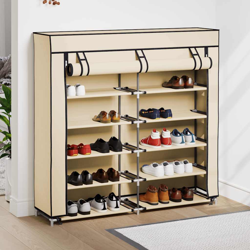 Sapateira com cobertura 115x28x110 cm tecido cor creme