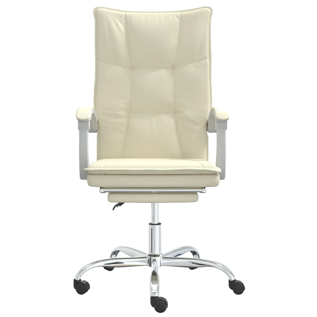 Cadeira de escritório reclinável couro artificial cor creme