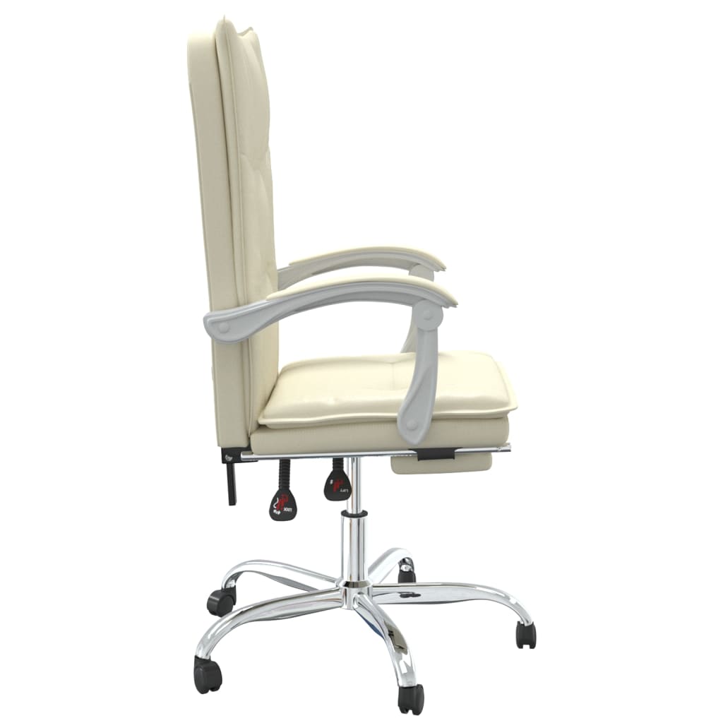 Cadeira de escritório reclinável couro artificial cor creme